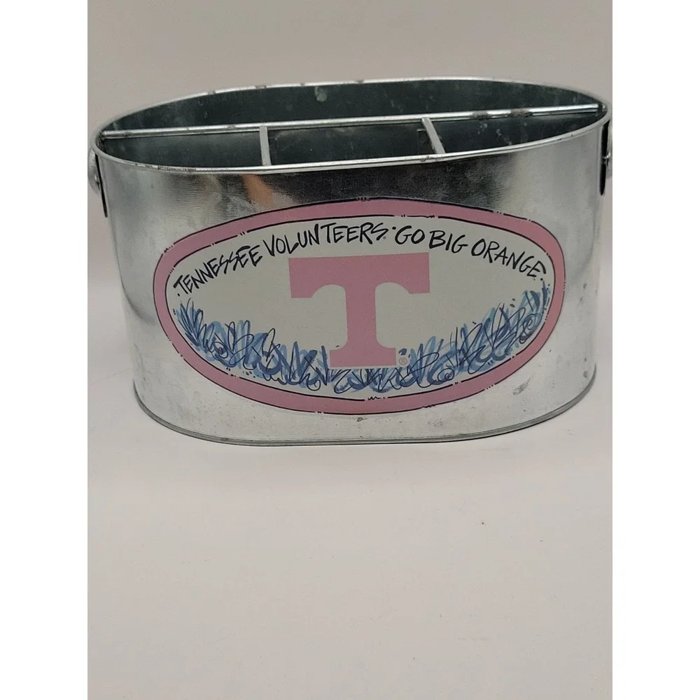 Tennessee Volunteers Galvanized Metal Utensil Caddy Holder Go Big Orange UT Vols